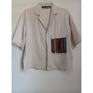 Benjamin Benmoyal Cassette Bowling Shirt Linen Made In France Med Retail $407.00